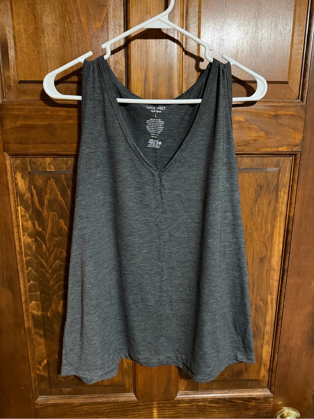 Nine West Charcoal Gray V-Neck Tank Top